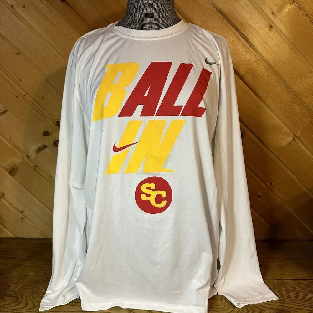 USC Trojans Nike Dri Fit XXL Long Sleeve Ball In White Tee 2XL‎ College NCAA